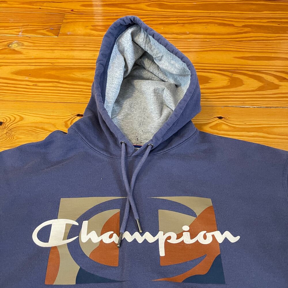 Retro Y2K Champion Logo Faded Hoodie Mens XL Grail Design